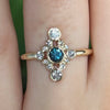 14k Sapphire And Diamond Cluster Ring