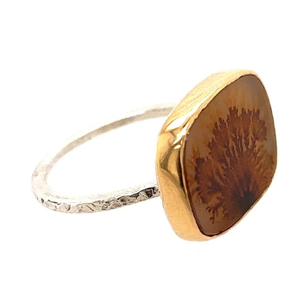 14k And SS Dendrite Agate Ring