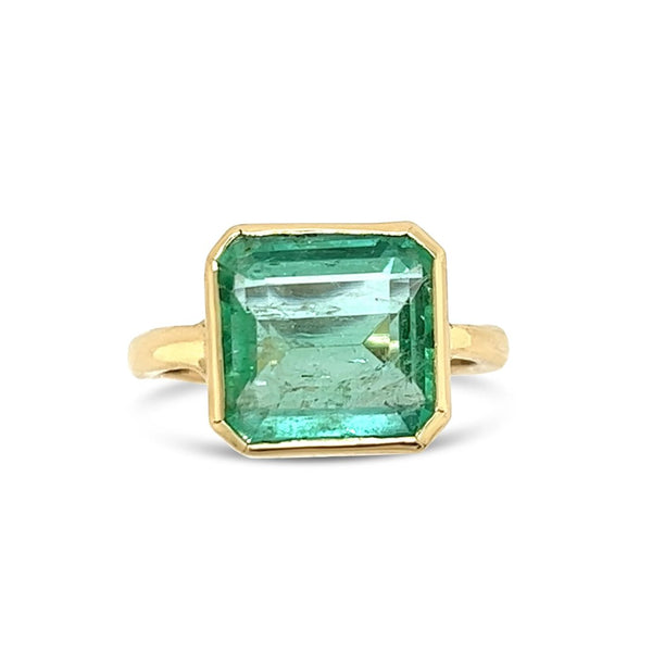 Ethiopian Emerald Cocktail ring in 14k yellow gold Emily Amey
