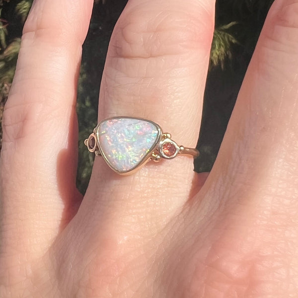 sterling silver Natural Orange opal Artisan square ring 7 – Colors Of Etnika
