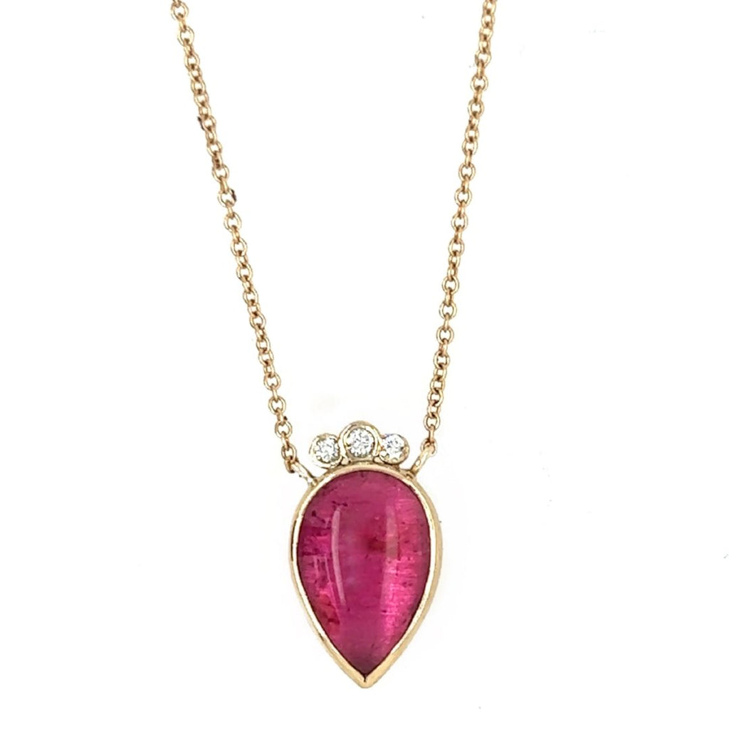 14k Pink Tourmaline Cab Necklace with diamonds – Emily Amey