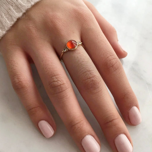14K FIRE OPAL RING - Emily Amey Handmade one of a kind jewelry Hudson Valley New York.