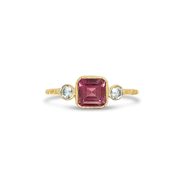 Asscher cut Pink tourmaline and diamonds ring in 14k gold – Emily Amey
