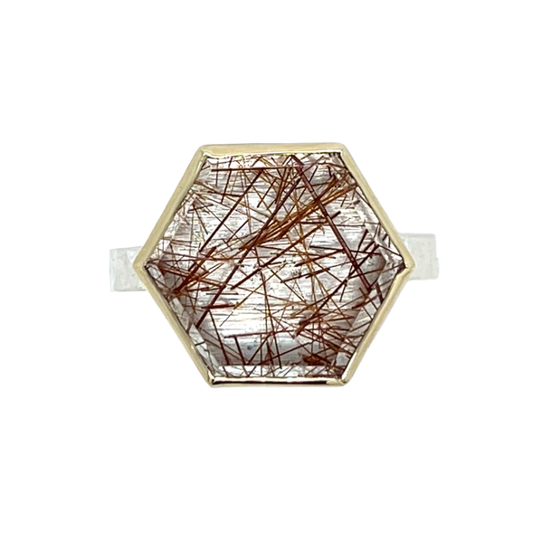 Rutilated Quartz Hexagon Ring by Emily Amey