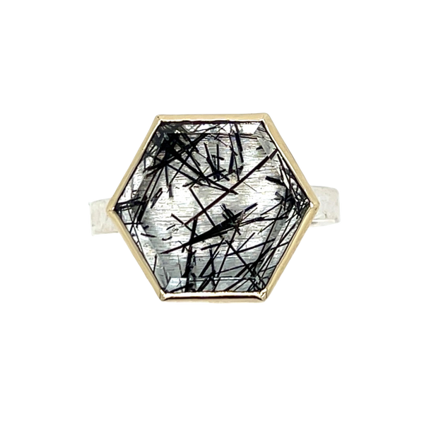 Handmade Tourmalinated Quartz Hexagon Ring Emily Amey