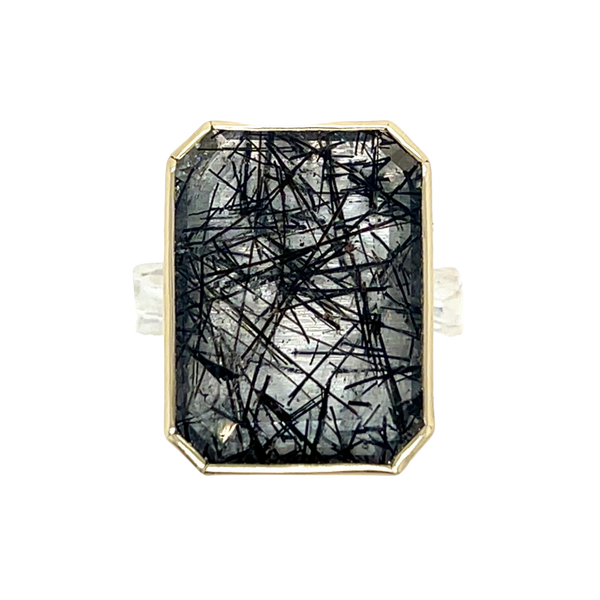 Handmade Tourmalinated Quartz Statement RIng Emily Amey