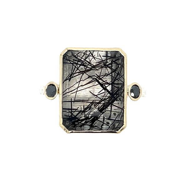 Handmade Tourmalinated Ring with Black Diamonds Ring Emily Amey