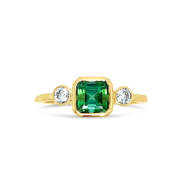 handmade green tourmaline asscher cut ring Emily Amey