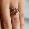 Oregon Sunstone Ring With White Diamond Clusters