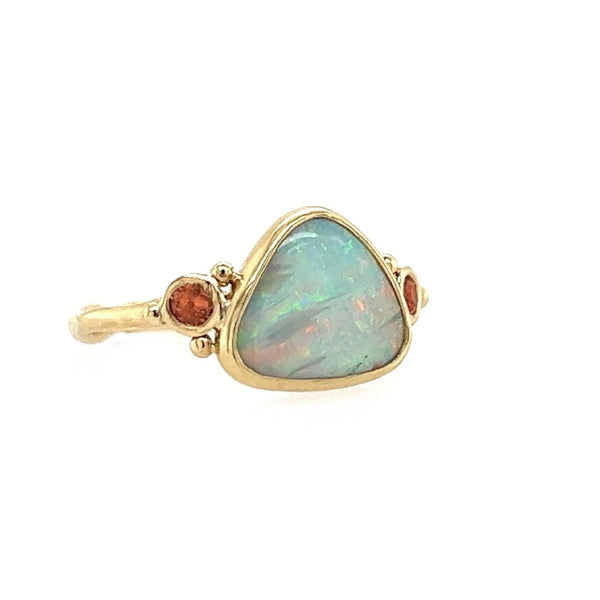 14K Yellow Gold Ring With One Greenish Blue Australian Opal Doublet –  421-00248 – The Opal Man