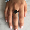 14k Ss Black Druzy With Diamonds Ring