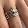 14k Ss Petite Diamond And Chrome Beryl Trefoil Stacker Ring
