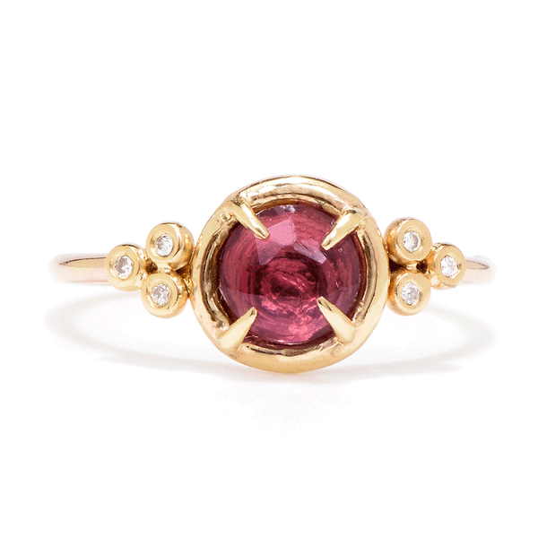 14K PINK TOURMALINE PUDDLE PRONG RING - Emily Amey Handmade one of a kind jewelry Hudson Valley New York.