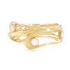14k Yellow Gold Seagrass Band With 3 Diamonds Ring