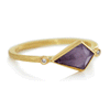 Amethyst kite ring with diamonds set in 14k gold