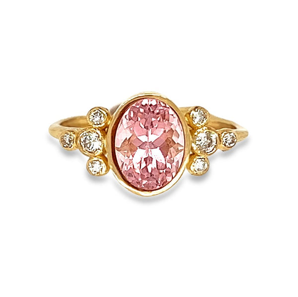 14k Pastel Pink Tourmaline Diamond Cluster Engagement Ring14k Pastel Pink Tourmaline Diamond Cluster Ring