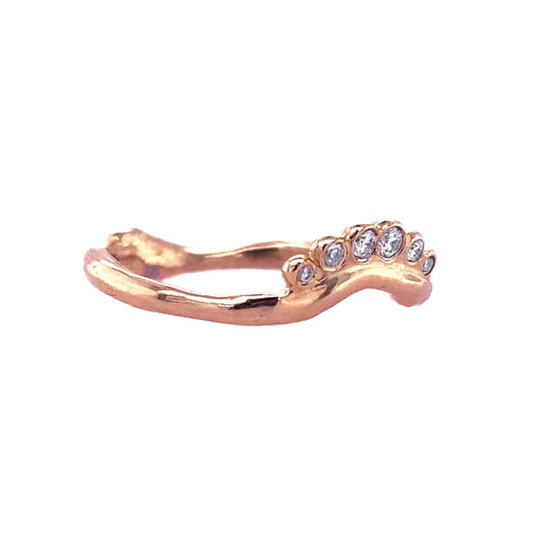 14k 6 Diamond Halo Crown Band In Rose Gold
