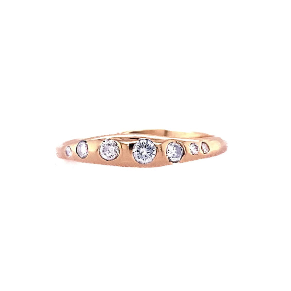 14k Freeform River Band With Brilliant & Rosecut Diamonds Ring In Rose Gold