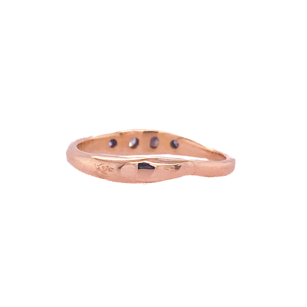 14k Freeform River Band With Brilliant & Rosecut Diamonds Ring In Rose Gold