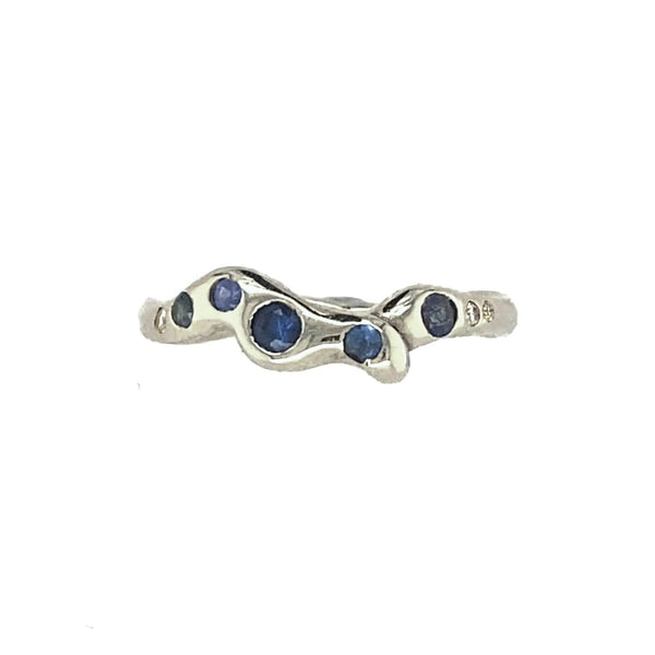 14k White Gold Shades Of The Deep Sapphire And Diamond Octopus Band