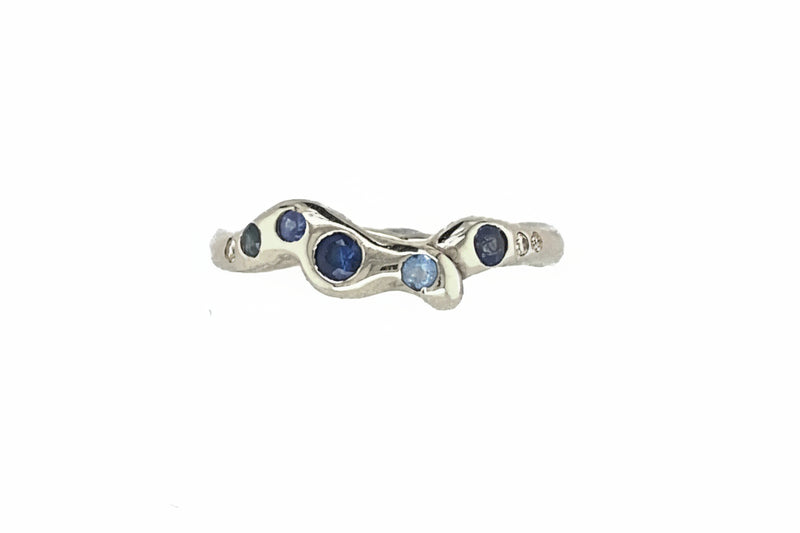 14k White Gold Shades Of The Deep Sapphire And Diamond Octopus Band