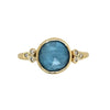 14k Round London Blue Topaz Ring With Diamond Clusters