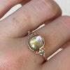14k Rosegold Pastel Tricolor Ring With Mint Green Sapphires