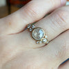 14k Rosecut Salt And Pepper Ring With Diamond Clusters