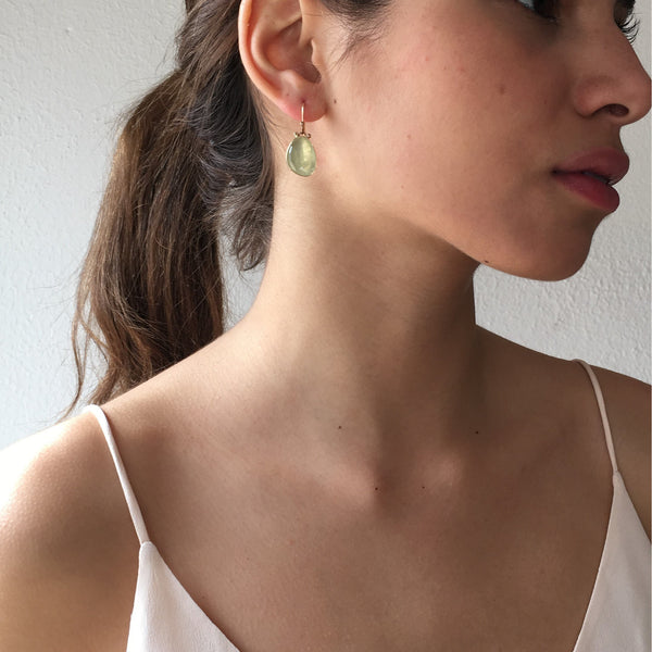14K ROSECUT PREHNITE EARRINGS - Emily Amey Handmade one of a kind jewelry Hudson Valley New York.