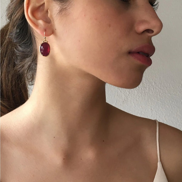 14K RHODOLITE EARRINGS - Emily Amey Handmade one of a kind jewelry Hudson Valley New York.