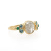 14k Rosecut Salt And Pepper Ring With Emerald Clusters