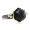 14K SS HEXAGON ONYX RING - Emily Amey Handmade one of a kind jewelry Hudson Valley New York.