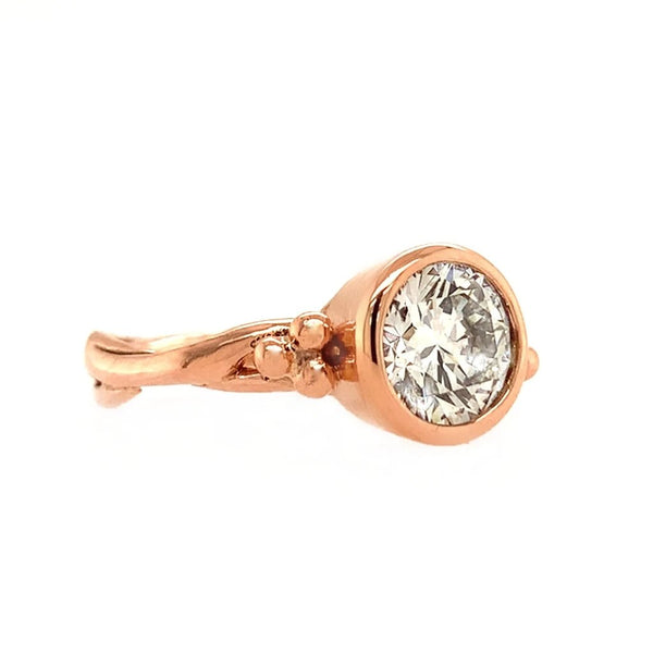 14k Rose Gold Seagrass Diamond Engagement Ring