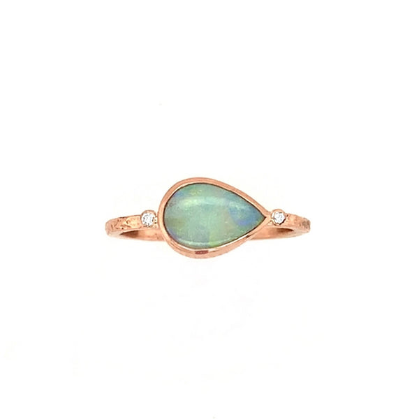 Gold Australian Opal And Diamonds Ring