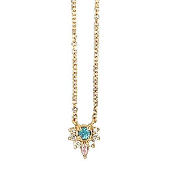 14K Aquamarine and Diamond Starburst Necklace