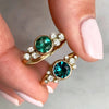14k Teal Blue Tourmaline With Diamond Clusters