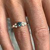 14k Montana Sapphire With Diamond Clusters Ring