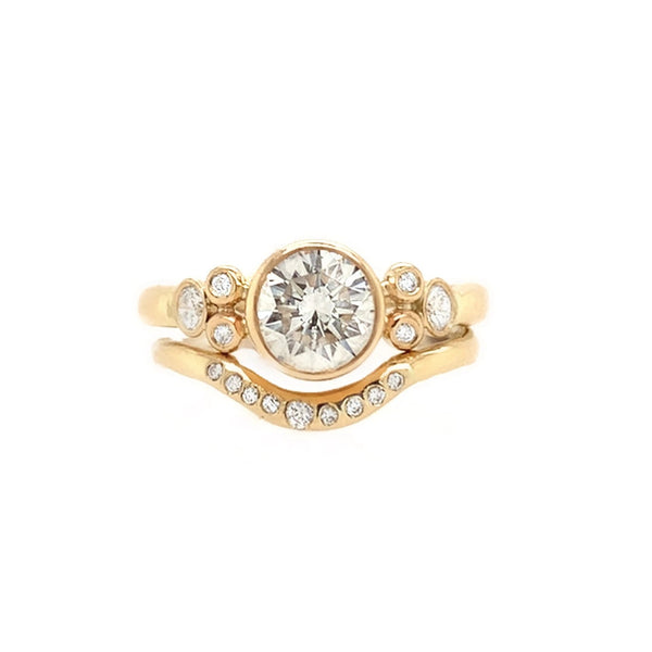 14k Seagrass Ring With Diamond Engagement Ring