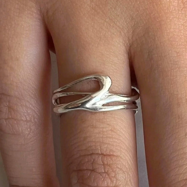 Sterling Silver Wide Seagrass Band Ring