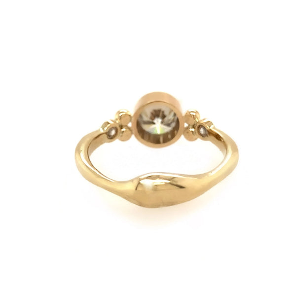 14k Seagrass Ring With Diamond Engagement Ring