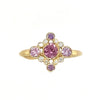 14k Pink Sapphire Ring With Diamond Cluster