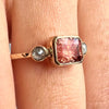 14k Sunstone With Rosecut Salt & Pepper Diamonds Ring