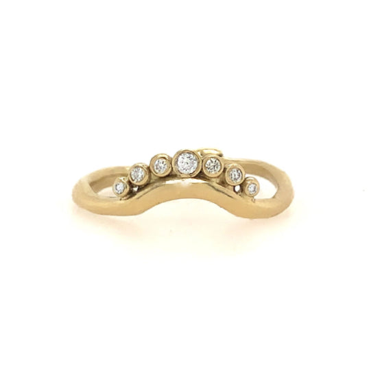 14k 7 Diamond Halo Crown Engagement Ring Band in Yellow gold