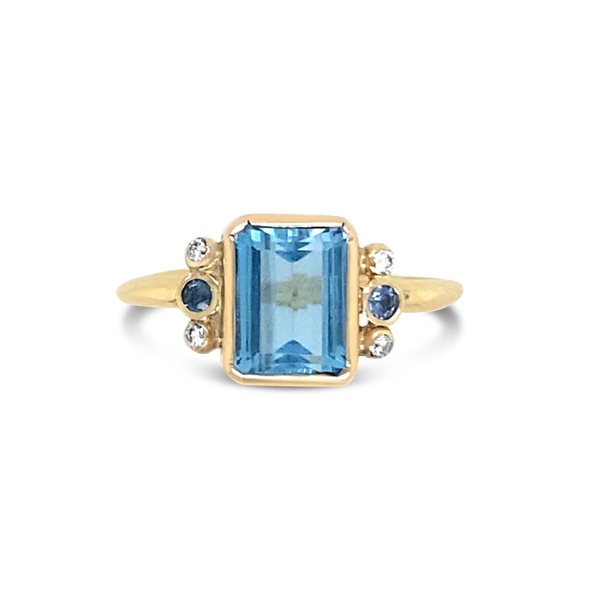 14k Emerald Cut Emily With Amey Aqua Emily Amey & Sapphires Ring Diamonds – 