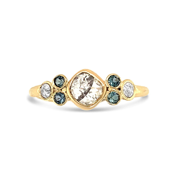 14k Natural Diamond And Alexandrite Engagement Ring